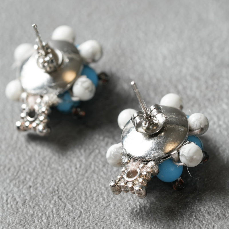 <1点もの>【Atelier BIO】ピアス|夏のお出かけにスカイブルーのターコイズ×ハウライト③