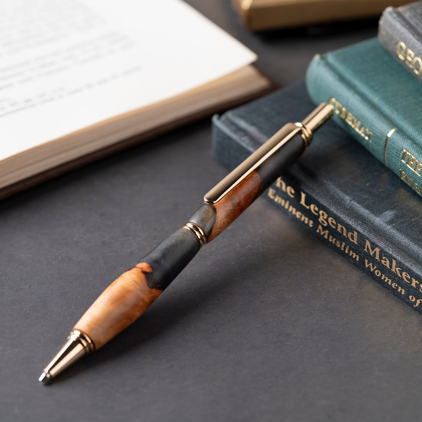 <1点もの>【KomaCraft】シャープペンシル　ビーディット　瘤杢×レジン(黒)