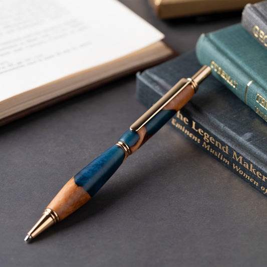 <1点もの>【KomaCraft】シャープペンシル　ビーディット　瘤杢×レジン(紺色)