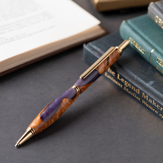 <1点もの>【KomaCraft】シャープペンシル　ビーディット　瘤杢×レジン(紫)