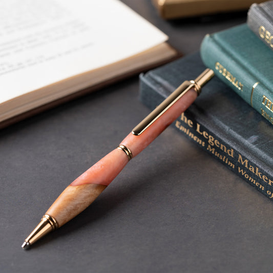 <1点もの>【KomaCraft】シャープペンシル　ビーディット　瘤杢×レジン(ピンク)