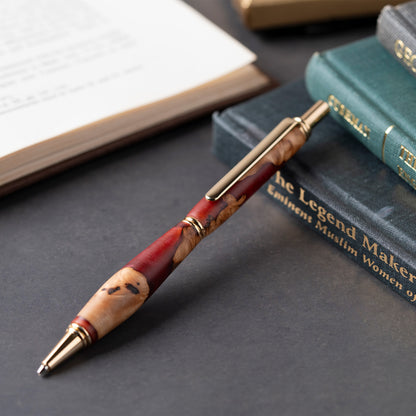 <1点もの>【KomaCraft】シャープペンシル　ビーディット　瘤杢×レジン(えんじ)