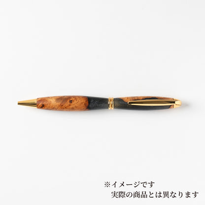 <1点もの>【KomaCraft】ボールペン　プレジデント　瘤杢×レジン(黒)