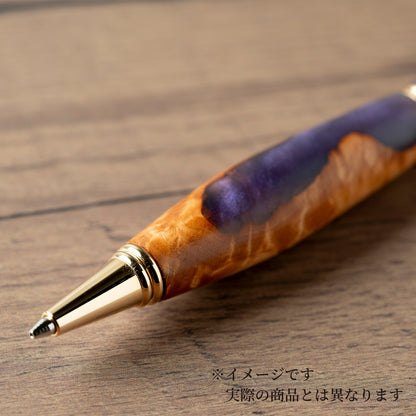 <1点もの>【KomaCraft】シャープペンシル　ビーディッド　瘤杢×レジン(紫)