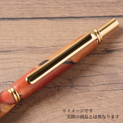 <1点もの>【KomaCraft】シャープペンシル　ビーディッド　瘤杢×レジン(オレンジ)