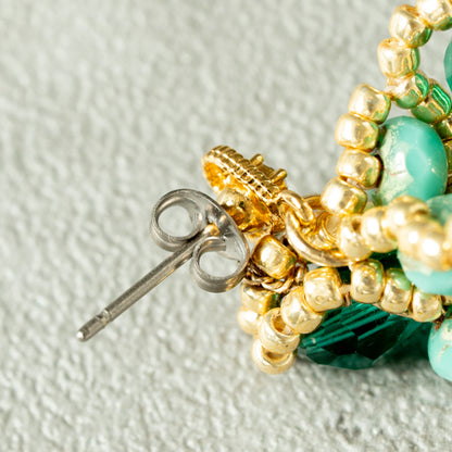 <1点もの>【Atelier BIO】ピアス｜ バタフライモチーフピアス ターコイズ×チェーンフリンジ⑬