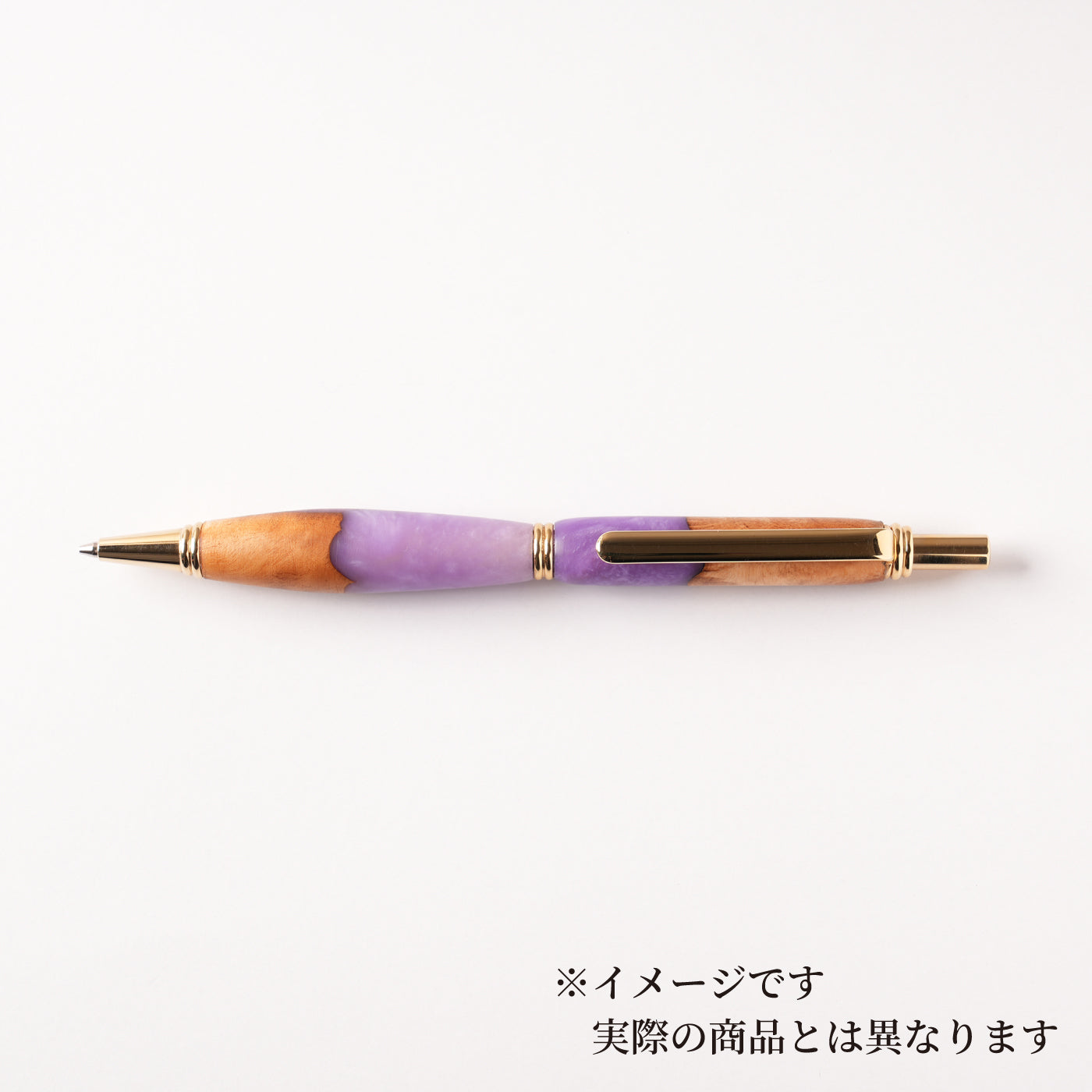 <1点もの>【KomaCraft】シャープペンシル　ビーディッド　瘤杢×レジン(藤色)