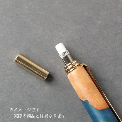 <1点もの>【KomaCraft】シャープペンシル　ビーディット　瘤杢×レジン(青)