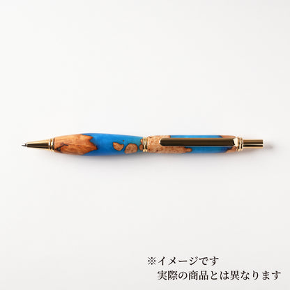 <1点もの>【KomaCraft】シャープペンシル　ビーディッド　瘤杢×レジン(青)