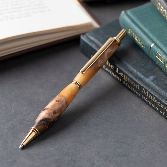 <1点もの>【KomaCraft】シャープペンシル　ビーディッド　瘤杢×レジン(金色)