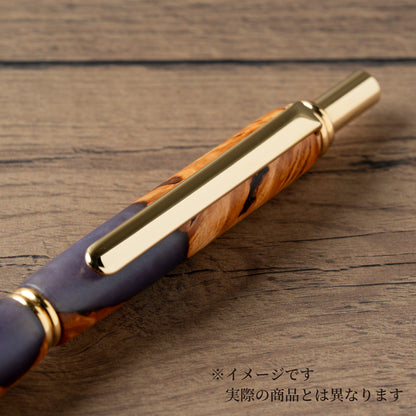 <1点もの>【KomaCraft】シャープペンシル　ビーディッド　瘤杢×レジン(紫)