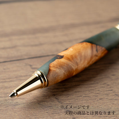 <1点もの>【KomaCraft】シャープペンシル　ビーディッド　瘤杢×レジン(深緑)