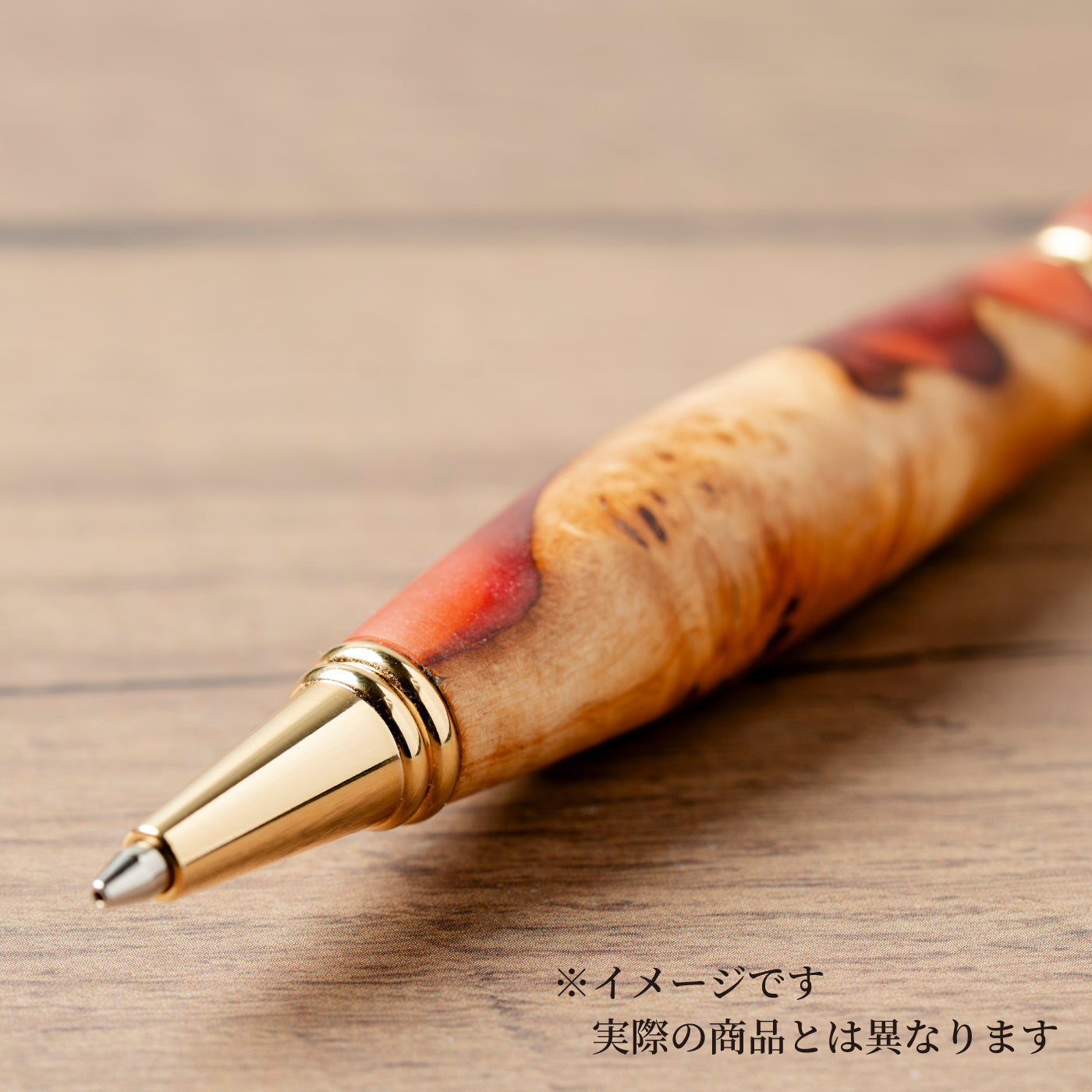 <1点もの>【KomaCraft】シャープペンシル　ビーディッド　瘤杢×レジン(オレンジ)