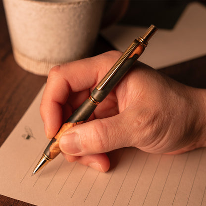 <1点もの>【KomaCraft】シャープペンシル　ビーディット　瘤杢×レジン(カーキ)