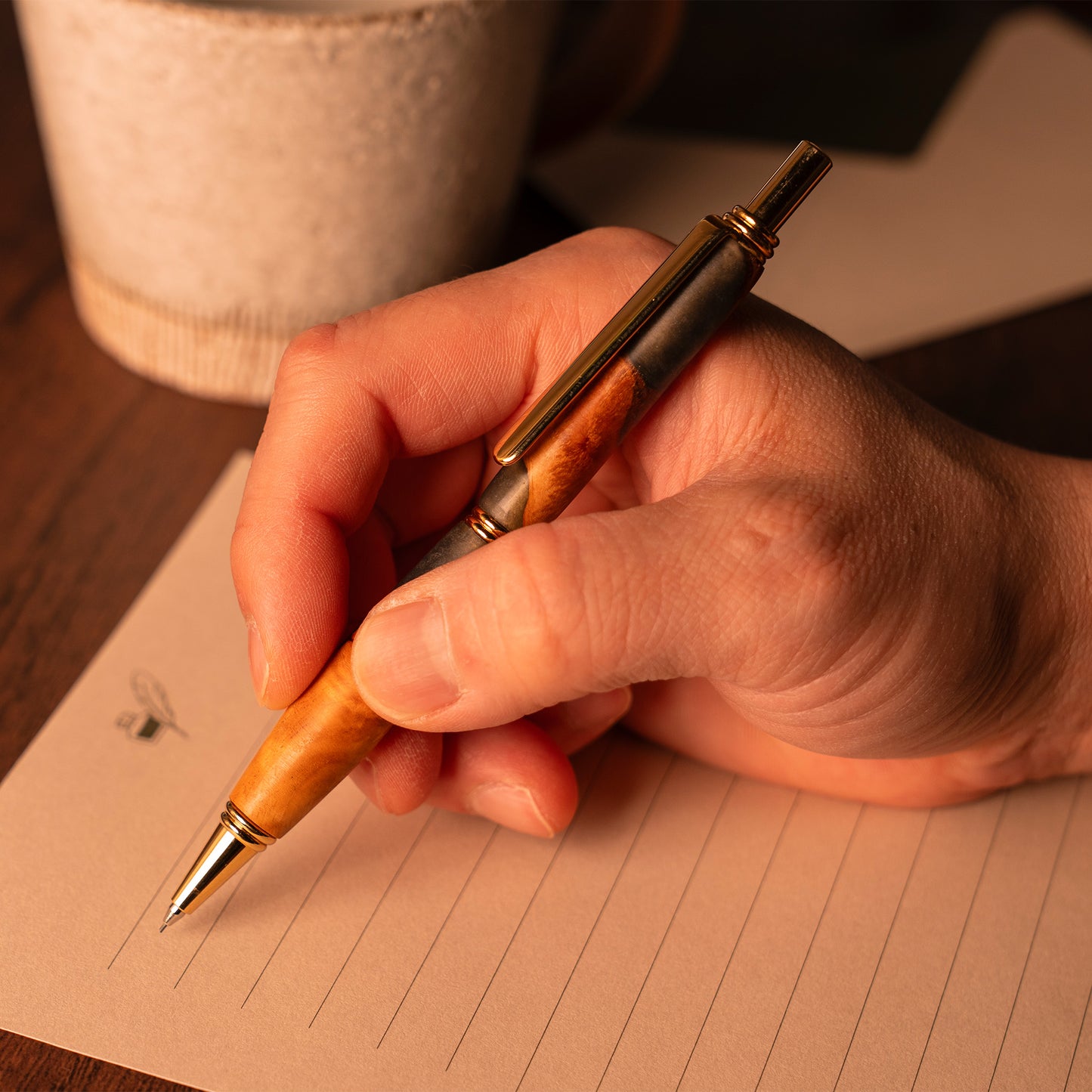 <1点もの>【KomaCraft】シャープペンシル　ビーディット　瘤杢×レジン(黒)