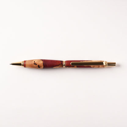 <1点もの>【KomaCraft】シャープペンシル　ビーディット　瘤杢×レジン(えんじ)