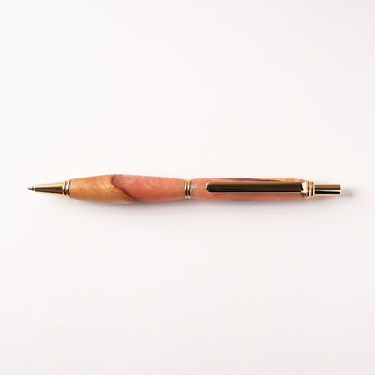 <1点もの>【KomaCraft】シャープペンシル　ビーディッド　瘤杢×レジン(ピンク)