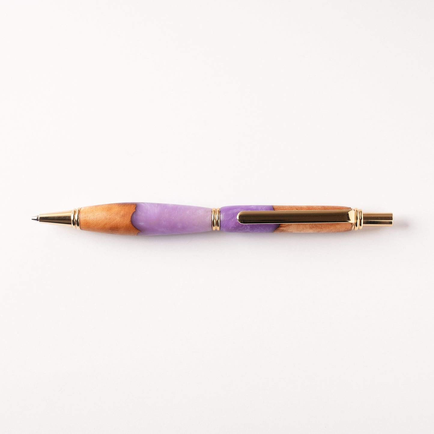 <1点もの>【KomaCraft】シャープペンシル　ビーディット　瘤杢×レジン(藤色)