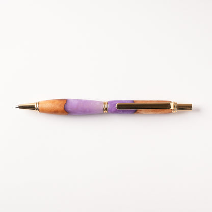 <1点もの>【KomaCraft】シャープペンシル　ビーディット　瘤杢×レジン(藤色)