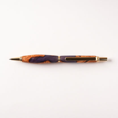 <1点もの>【KomaCraft】シャープペンシル　ビーディット　瘤杢×レジン(紫)