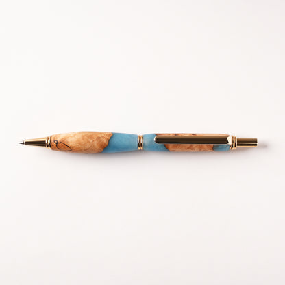 <1点もの>【KomaCraft】シャープペンシル　ビーディット　瘤杢×レジン(水色)