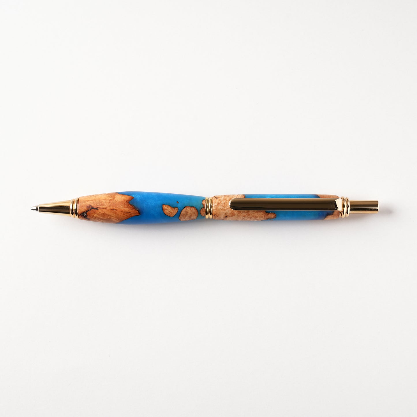 <1点もの>【KomaCraft】シャープペンシル　ビーディット　瘤杢×レジン(青)