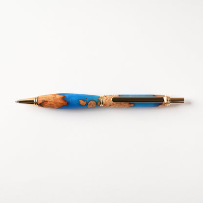 <1点もの>【KomaCraft】シャープペンシル　ビーディット　瘤杢×レジン(青)