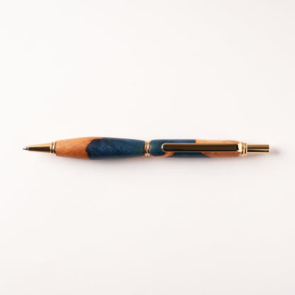 <1点もの>【KomaCraft】シャープペンシル　ビーディット　瘤杢×レジン(紺色)