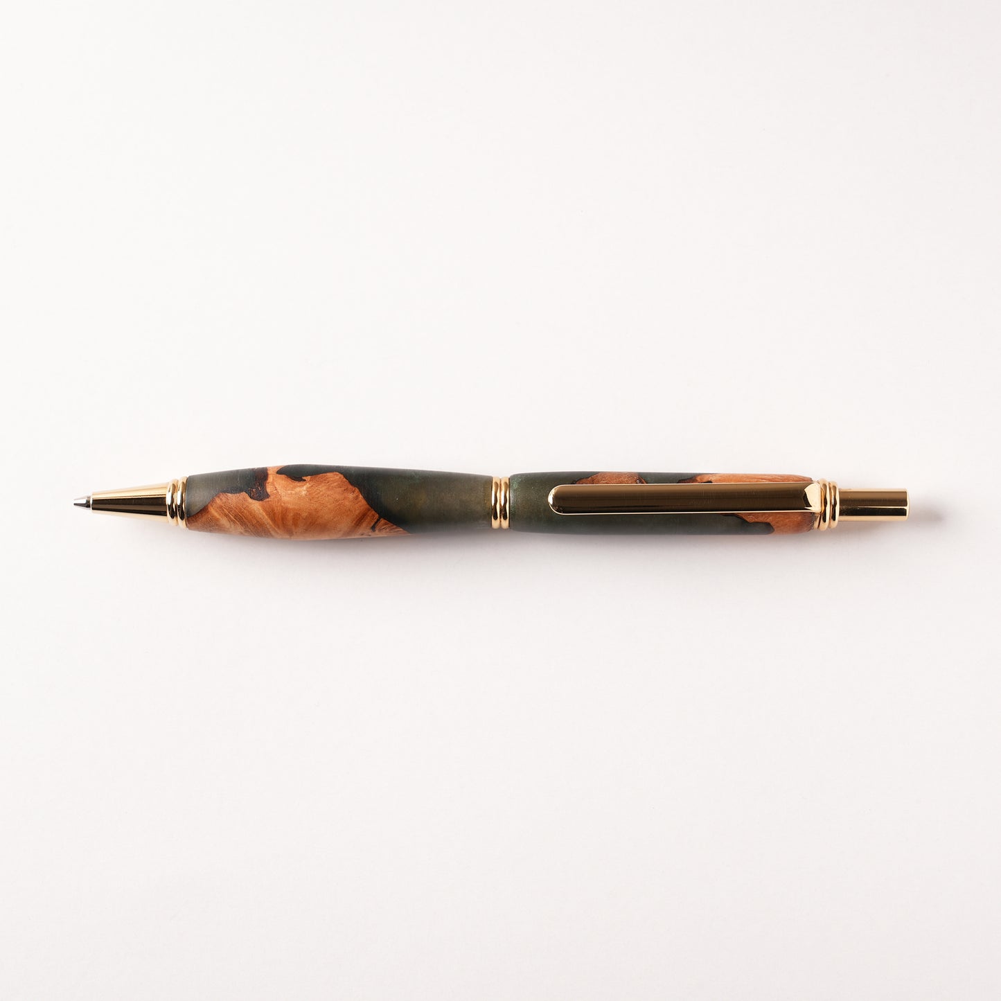 <1点もの>【KomaCraft】シャープペンシル　ビーディット　瘤杢×レジン(カーキ)