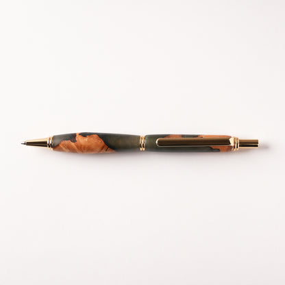 <1点もの>【KomaCraft】シャープペンシル　ビーディット　瘤杢×レジン(カーキ)