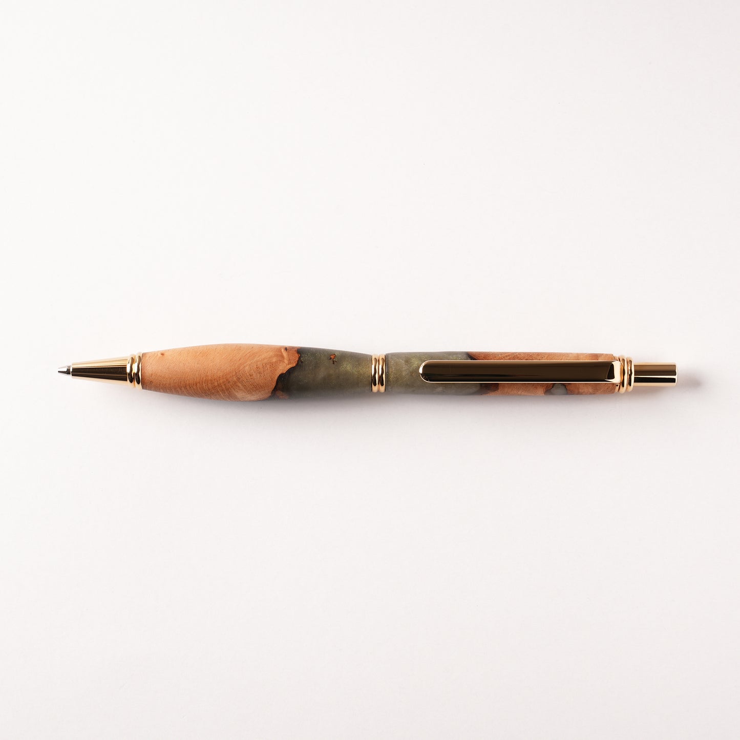 <1点もの>【KomaCraft】シャープペンシル　ビーディット　瘤杢×レジン(深緑)