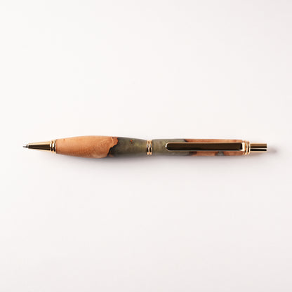 <1点もの>【KomaCraft】シャープペンシル　ビーディット　瘤杢×レジン(深緑)