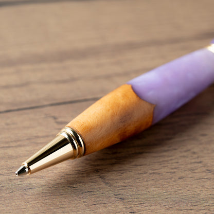 <1点もの>【KomaCraft】シャープペンシル　ビーディット　瘤杢×レジン(藤色)