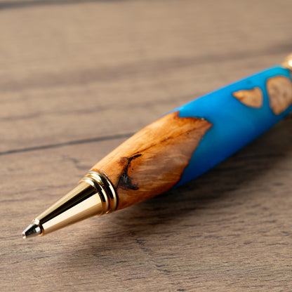 <1点もの>【KomaCraft】シャープペンシル　ビーディット　瘤杢×レジン(青)