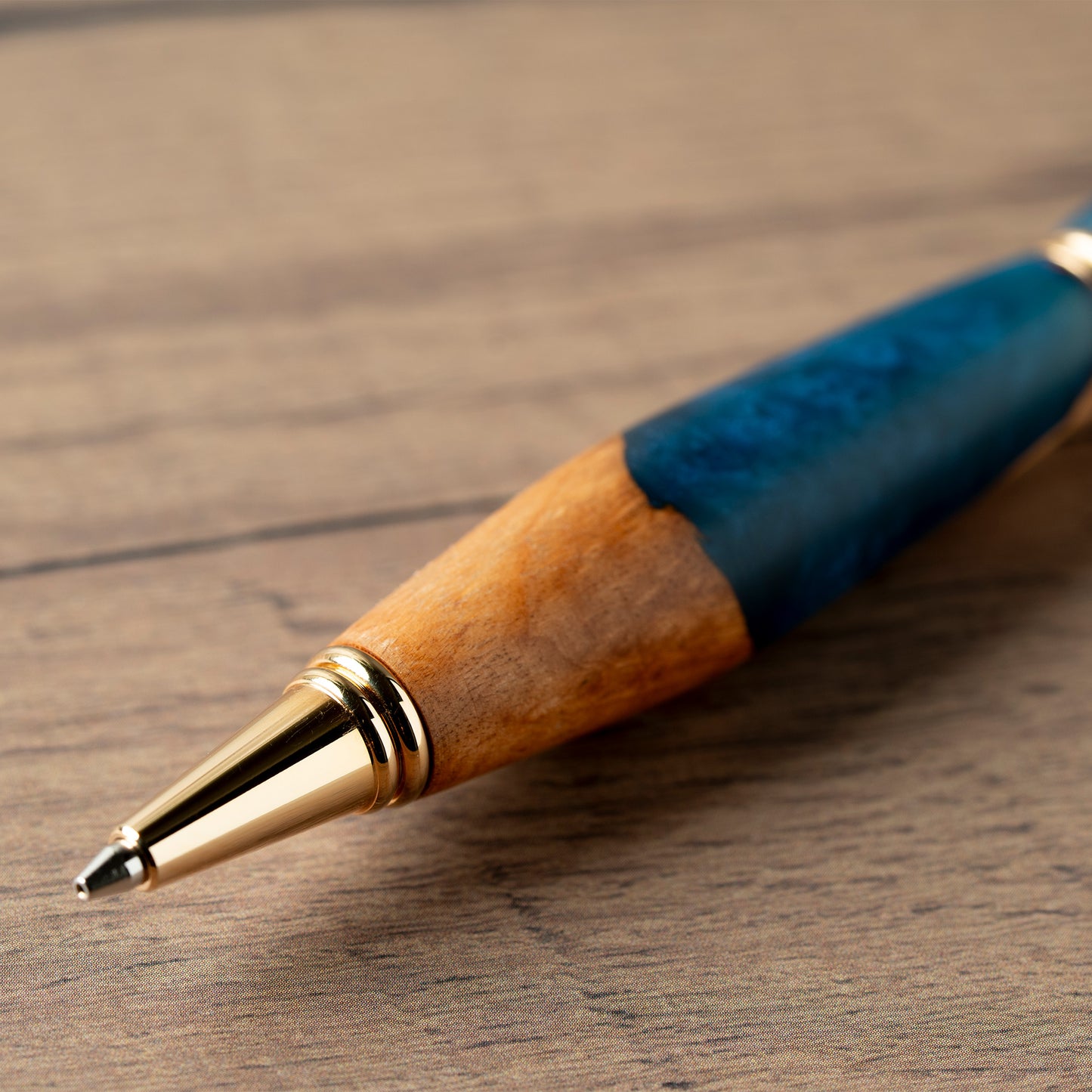 <1点もの>【KomaCraft】シャープペンシル　ビーディット　瘤杢×レジン(紺色)