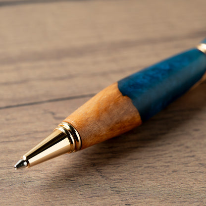 <1点もの>【KomaCraft】シャープペンシル　ビーディット　瘤杢×レジン(紺色)