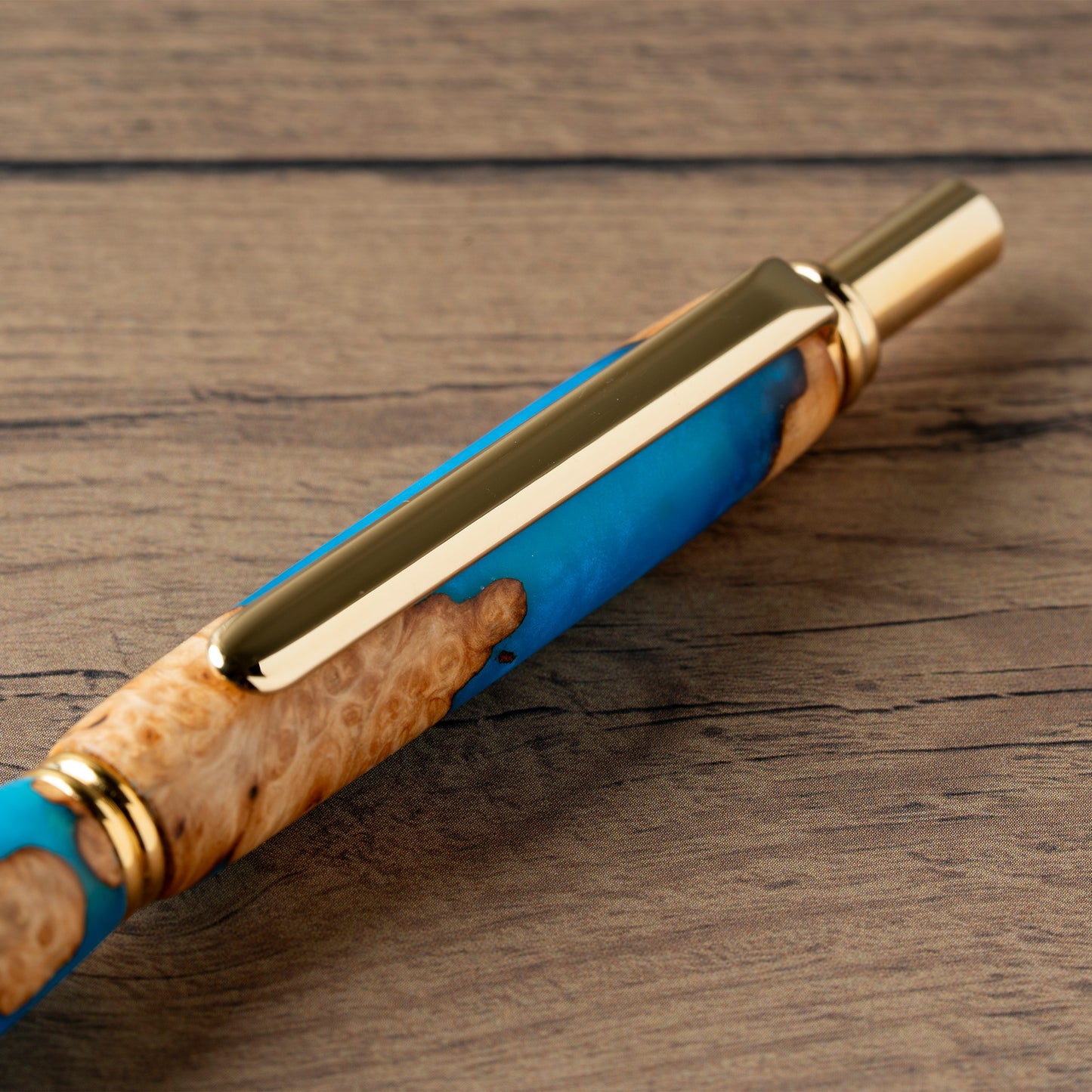 <1点もの>【KomaCraft】シャープペンシル　ビーディット　瘤杢×レジン(青)