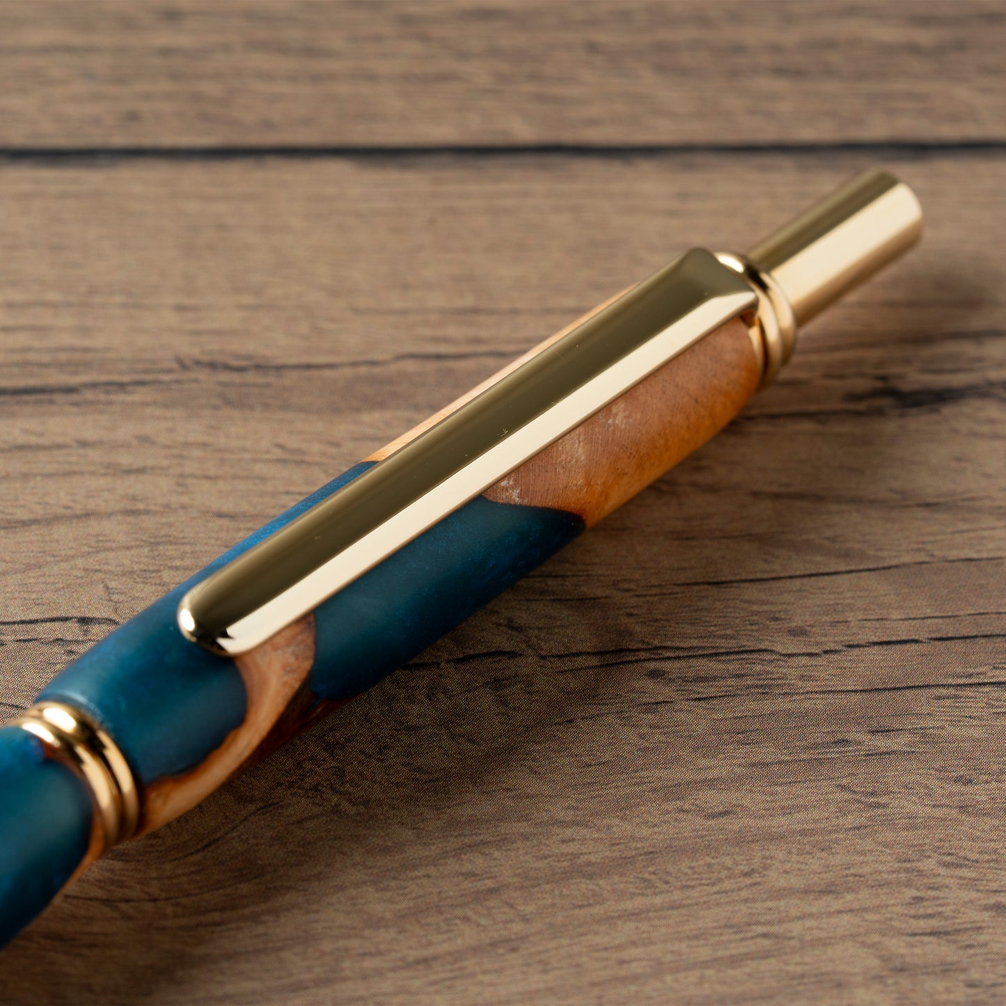 <1点もの>【KomaCraft】シャープペンシル　ビーディット　瘤杢×レジン(紺色)