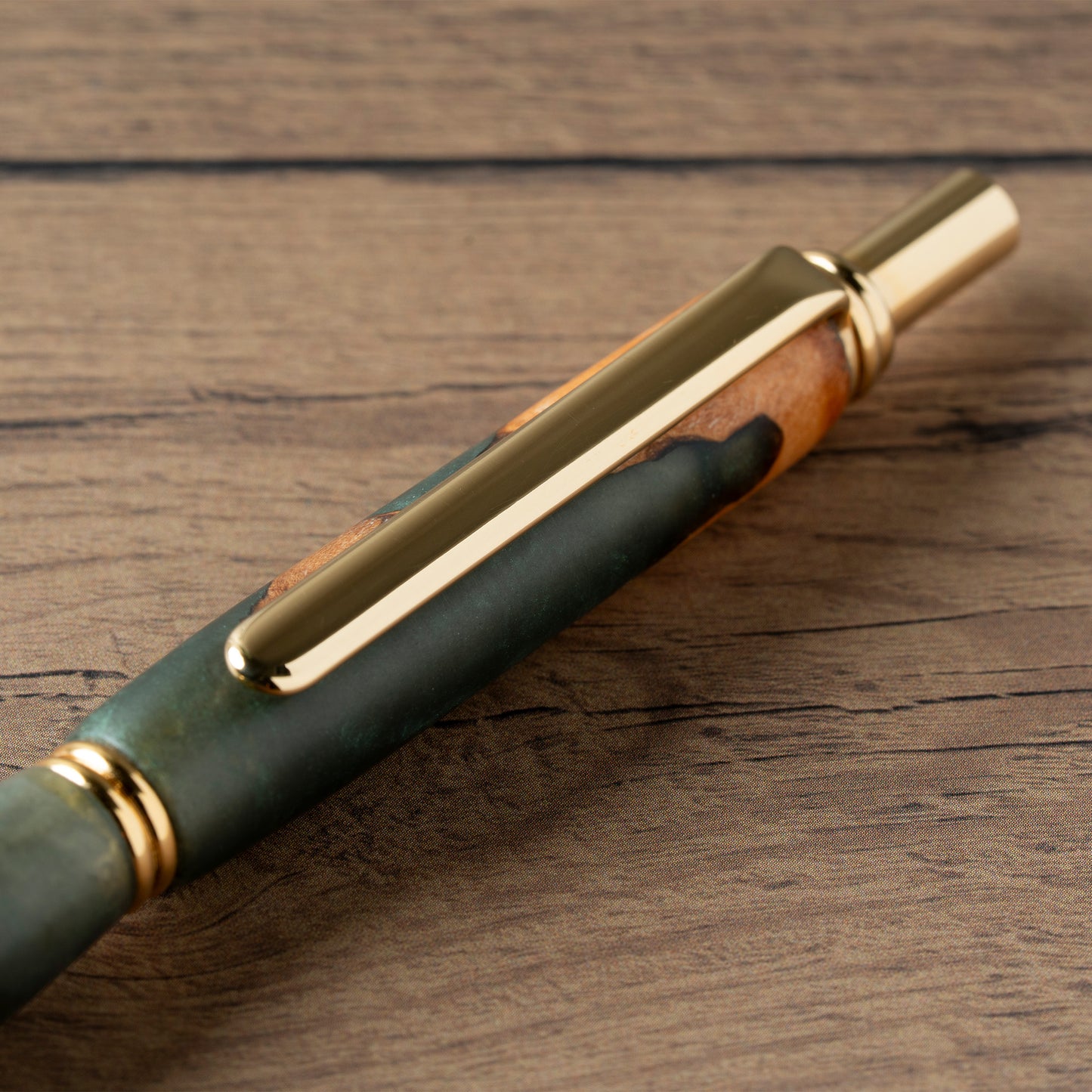 <1点もの>【KomaCraft】シャープペンシル　ビーディット　瘤杢×レジン(カーキ)