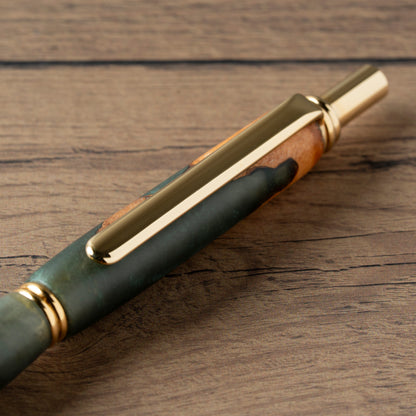 <1点もの>【KomaCraft】シャープペンシル　ビーディット　瘤杢×レジン(カーキ)