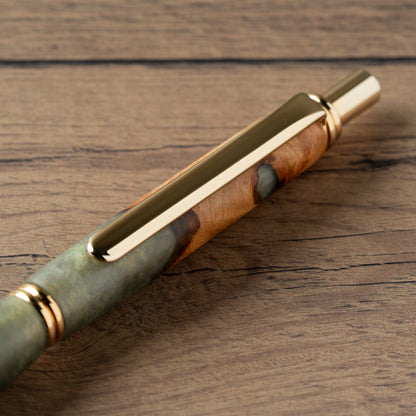 <1点もの>【KomaCraft】シャープペンシル　ビーディット　瘤杢×レジン(深緑)