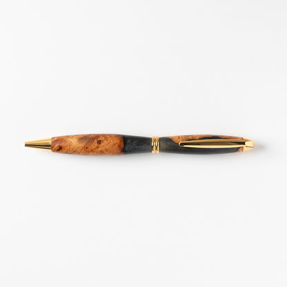 <1点もの>【KomaCraft】ボールペン　プレジデント　瘤杢×レジン(黒)