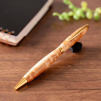 <1点もの>【KomaCraft】ボールペン　プレジデント　瘤杢(カバ)-001