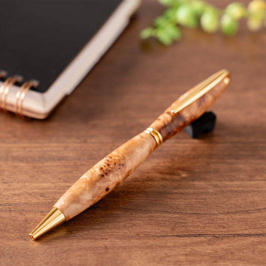 <1点もの>【KomaCraft】ボールペン　プレジデント　瘤杢(カバ)-003