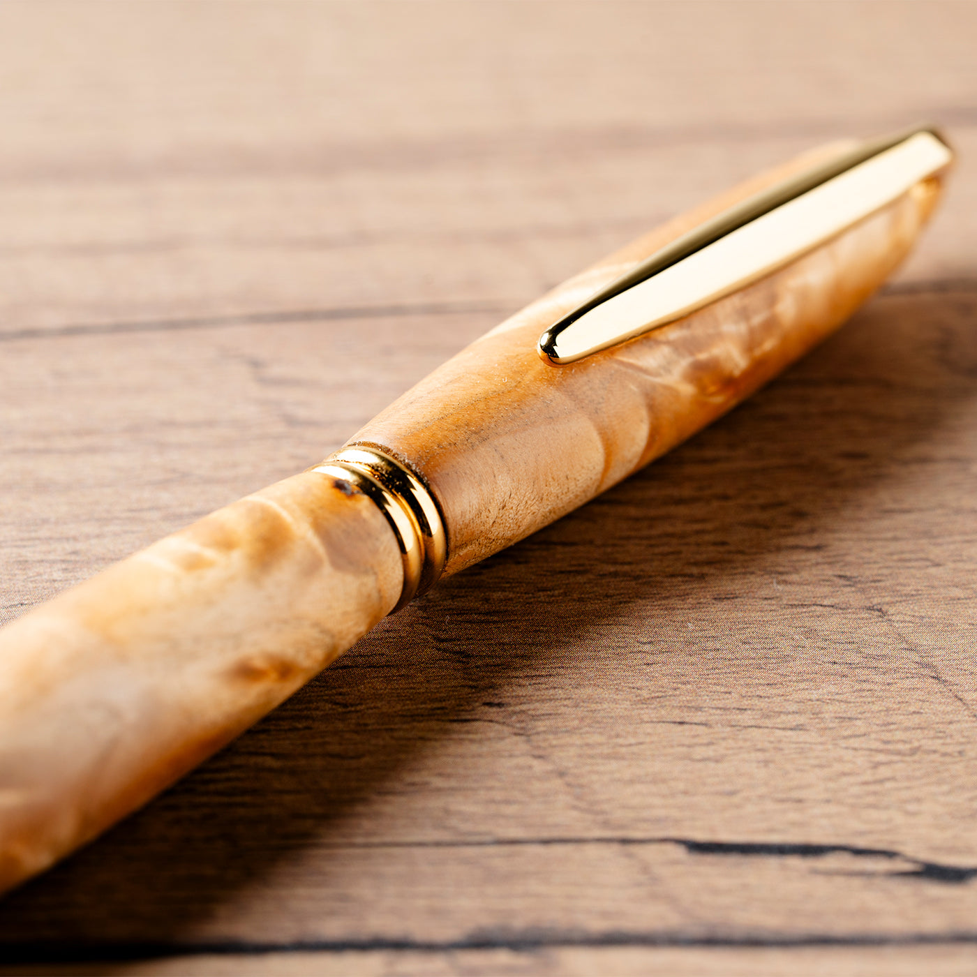 <1点もの>【KomaCraft】ボールペン　プレジデント　瘤杢(カバ)-002