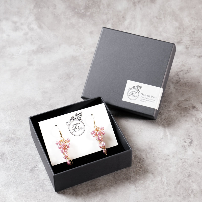 <1点もの>【Atelier BIO】ピアス｜ クラスターフックピアス 淡水パール×ゴールドワイヤー