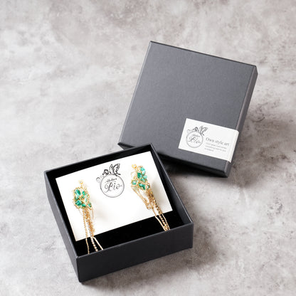 <1点もの>【Atelier BIO】ピアス｜ バタフライモチーフピアス ターコイズ×チェーンフリンジ