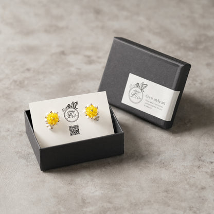 <1点もの>【Atelier BIO】ピアス｜太陽の光を浴びた花のような輝き イエローメノウ×ロードナイト