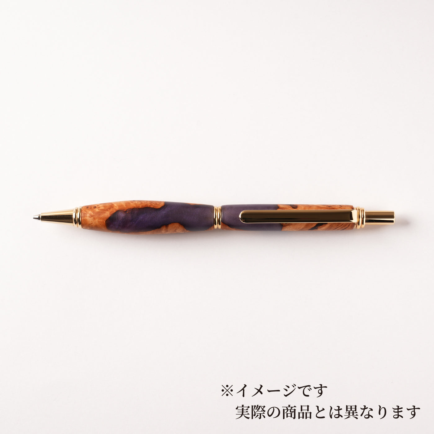 <1点もの>【KomaCraft】シャープペンシル　ビーディッド　瘤杢×レジン(紫)