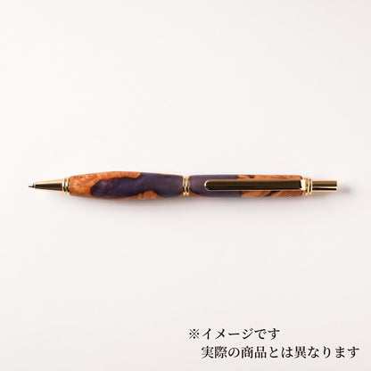 <1点もの>【KomaCraft】シャープペンシル　ビーディッド　瘤杢×レジン(紫)